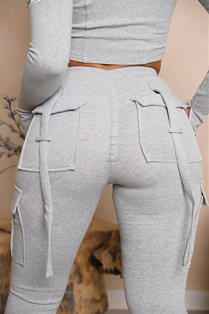 Zachte Loungewear Set met Crop Hoodie en Joggers → Comfortabele Lounge Set met Crop Hoodie en Jogger Broek