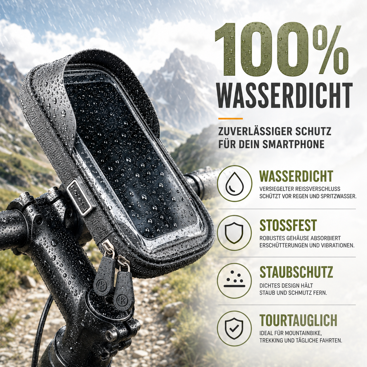 Waterdichte Telefoonhouder voor Fiets met Touchscreen – Tot 6.4 Inch