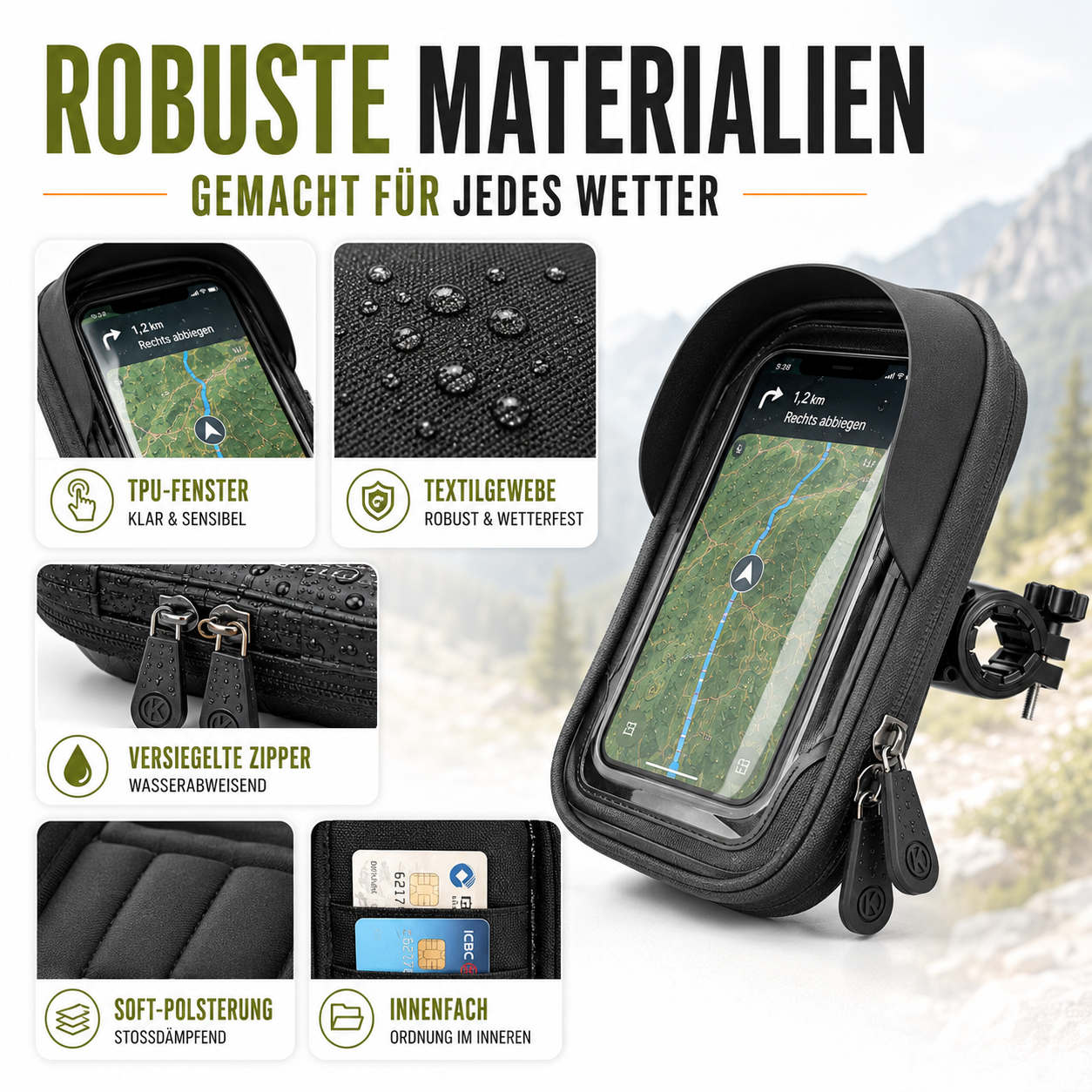 Waterdichte Telefoonhouder voor Fiets met Touchscreen – Tot 6.4 Inch