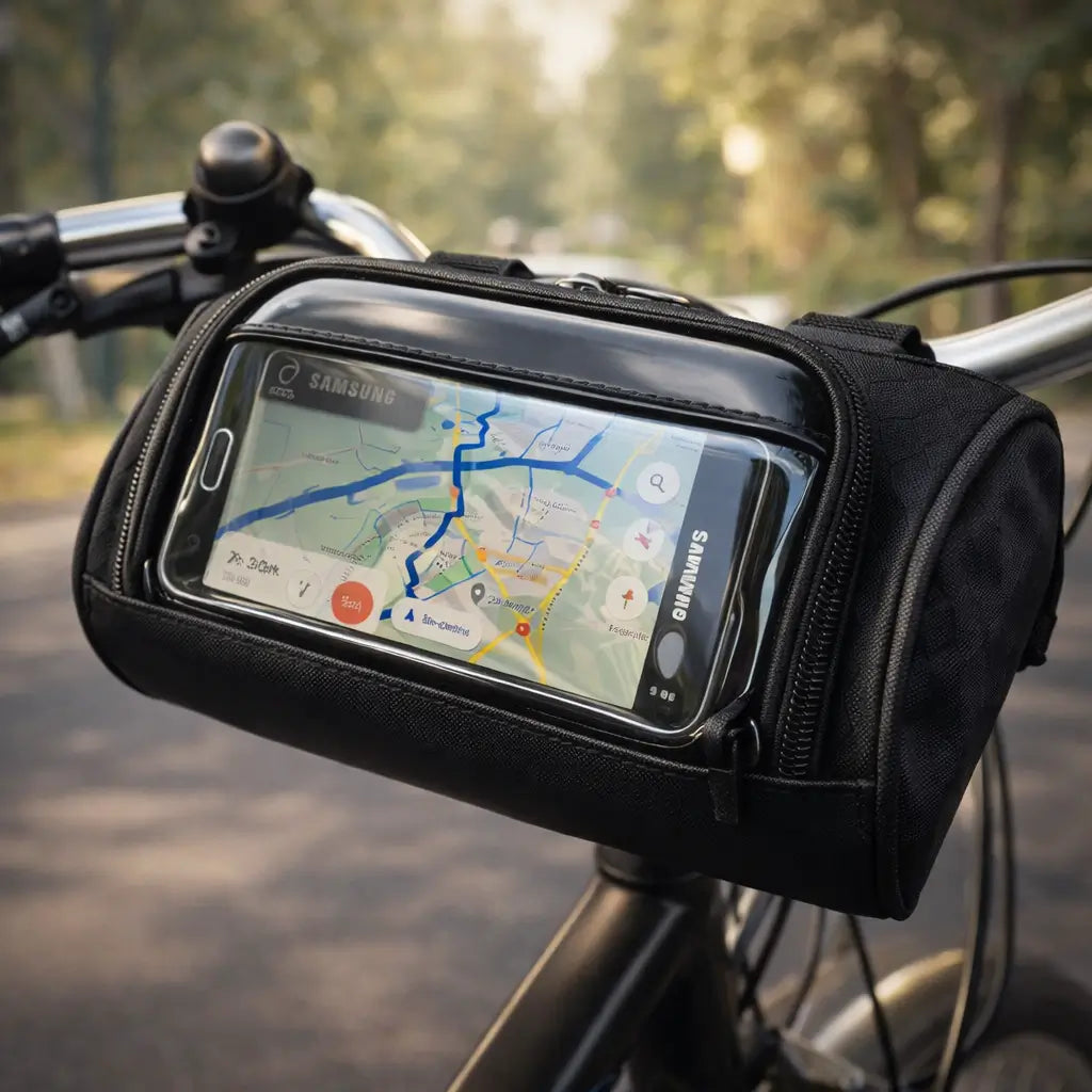 Fiets Stuurtas | Touchscreen Compatibel | Universeel Klittenband | Ridepocket | Waterafstotend Nylon Fietstasje voor Smartphone Navigatie Sleutels Portemonnee