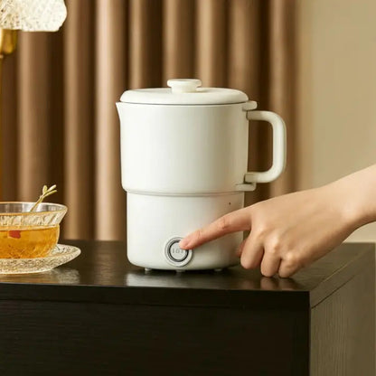 Inklapbare Elektrische Reiswaterkoker 800ml met Dubbele Wand Edelstalen Binnenwerk Compacte Opvouwbare Waterkoker voor Onderweg