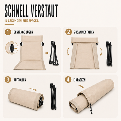 Opvouwbare Campingstoel – Ultralicht & Compact met Ergonomische Steun voor Trekking en Outdoor