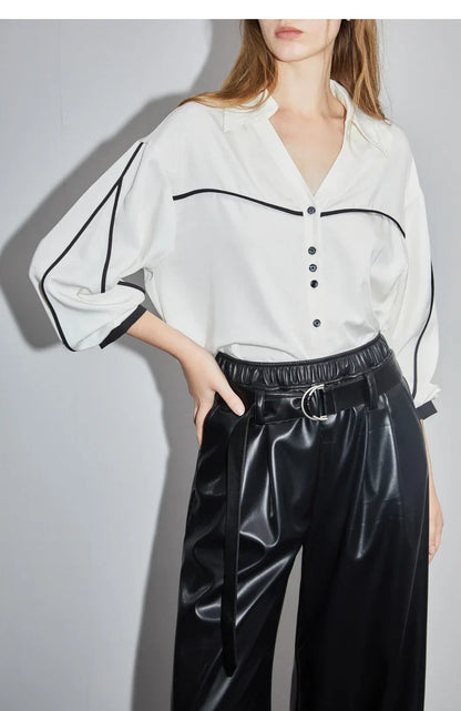 Witte Blouse Lange Mouwen Elegante Vrouwelijke Stijl