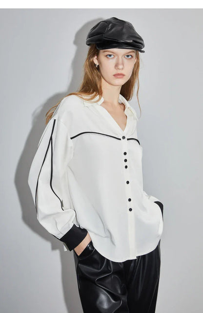 Witte Blouse Lange Mouwen Elegante Vrouwelijke Stijl