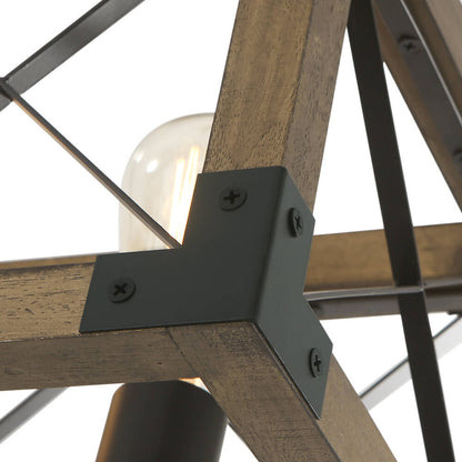 Hanglamp Rechthoek Hout Zwart 80cm 5 Lichts Eetkamer Keukeneiland Industrieel Farmhouse Chandelier Verstelbaar Pendellamp Woonkamer