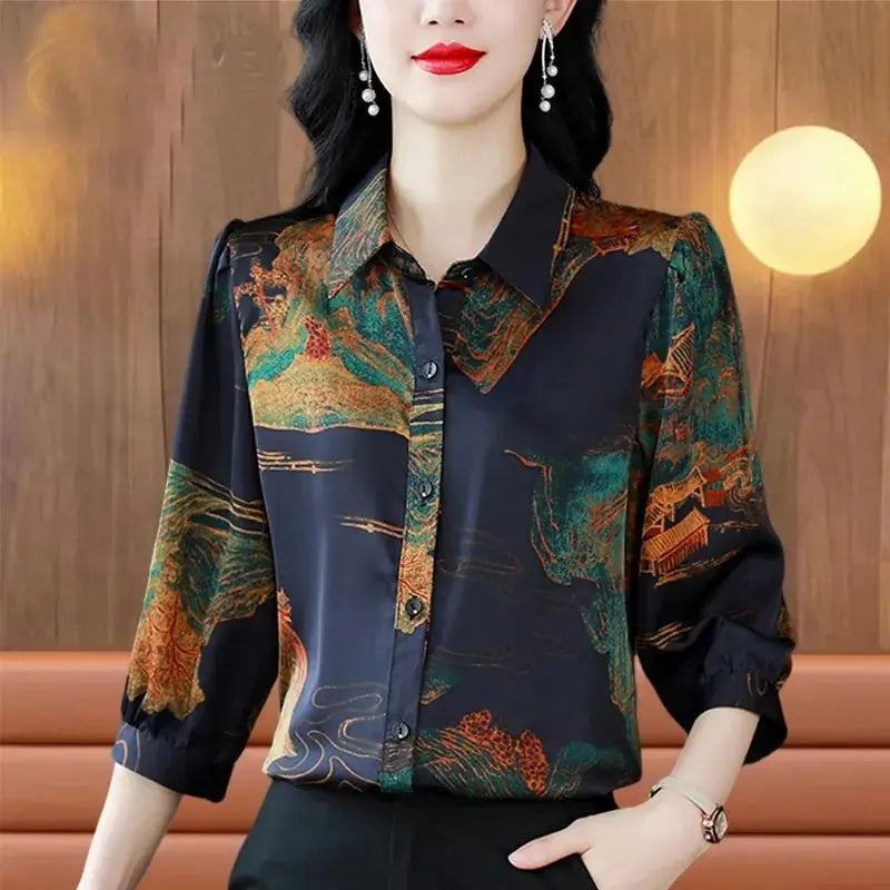 Vrouwelijke Chiffon Blouse Lente Zomer Bloemenprint
