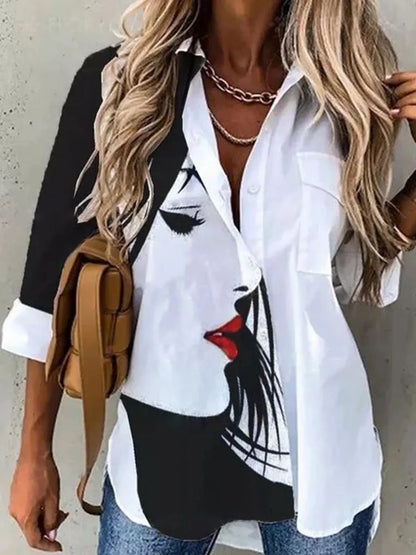 Vrouwelijke Blouse Lange Mouwen Elegante Stijl