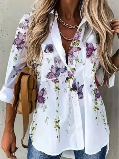 Vrouwelijke Blouse Lange Mouwen Elegante Stijl