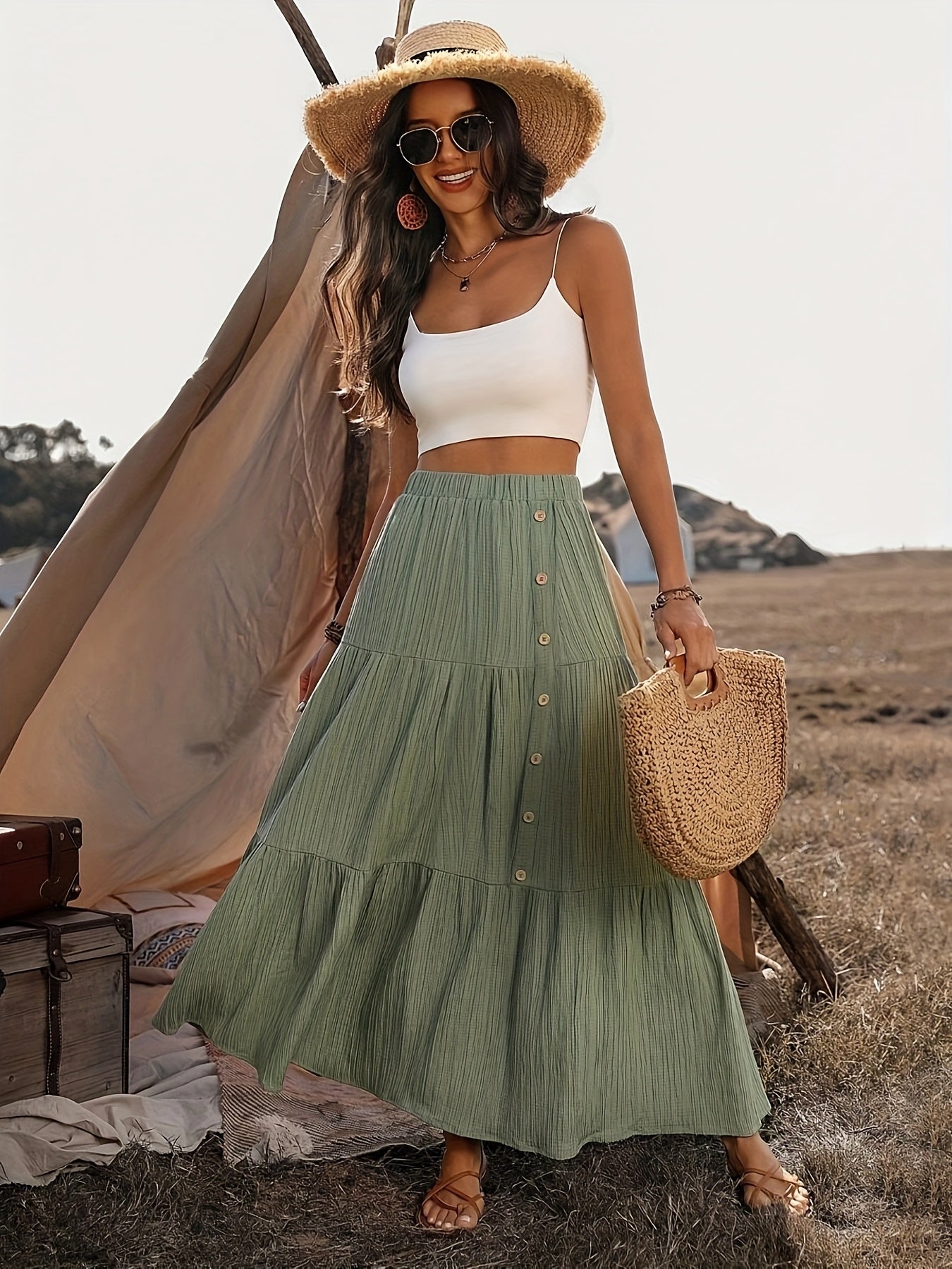 Dames Maxi Rok Zomer Bohemien Stijl met Volant