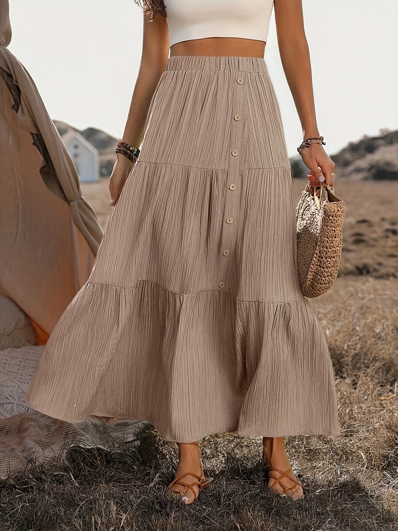 Dames Maxi Rok Zomer Bohemien Stijl met Volant