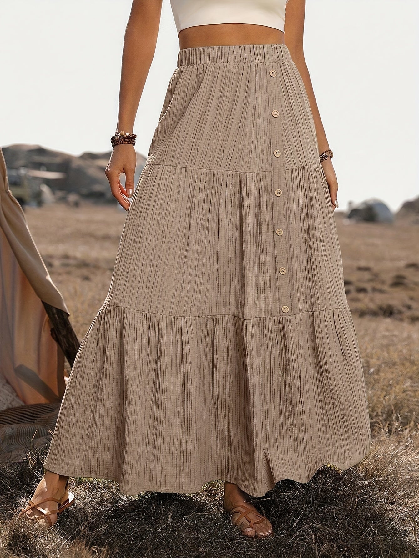 Dames Maxi Rok Zomer Bohemien Stijl met Volant - StudioMarella