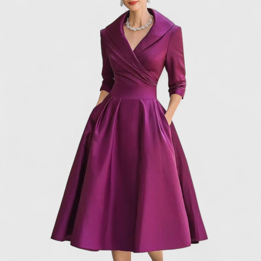 Faylin | Elegante Midi Jurk Dames met V-hals 3