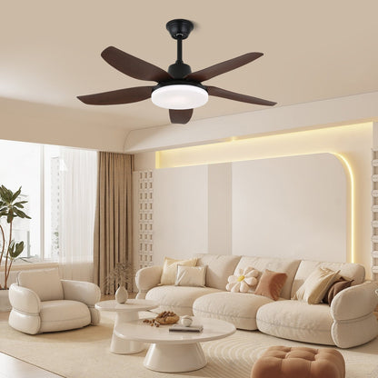 Moderne Plafondventilator Luvo met Verlichting en Houten Afwerking – Ø122 cm – Met Afstandsbediening – Inclusief LED – 6 Snelheden