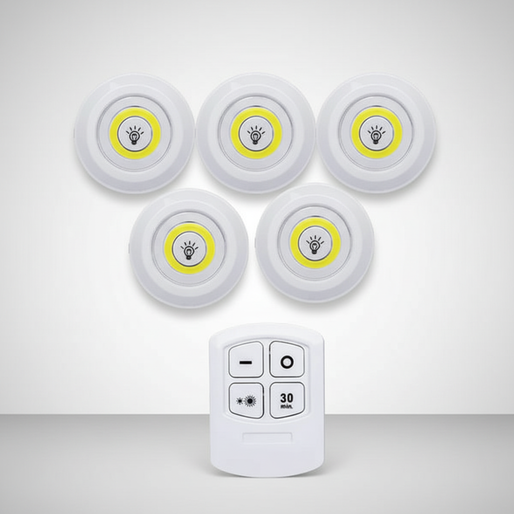 LED Spotjes Onderkast Batterij Draadloos Dimbaar Set 3 Keuken Kastverlichting Zelfklevend Afstandsbediening Plakspot