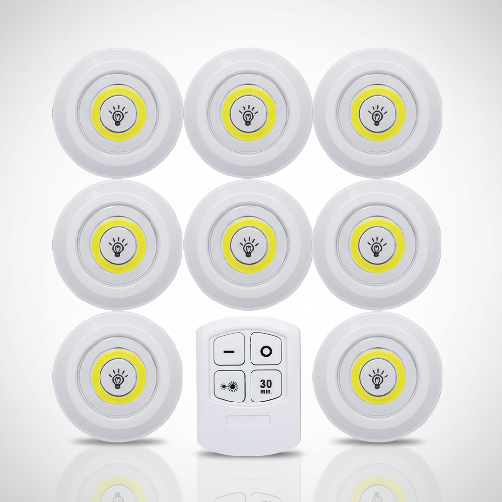LED Spotjes Onderkast Batterij Draadloos Dimbaar Set 3 Keuken Kastverlichting Zelfklevend Afstandsbediening Plakspot