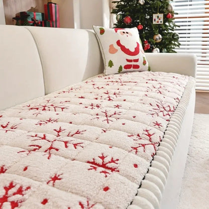 Feestelijk Bankhoes Kersthoes Rood-Wit Patroon voor 1-4 Zitbanken Microfiber Kerstdecoratie Beschermhoes Machinewasbaar