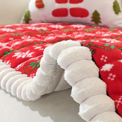 Feestelijk Bankhoes Kersthoes Rood-Wit Patroon voor 1-4 Zitbanken Microfiber Kerstdecoratie Beschermhoes Machinewasbaar