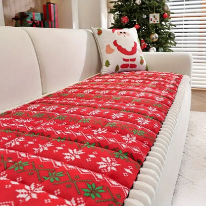 Feestelijk Bankhoes Kersthoes Rood-Wit Patroon voor 1-4 Zitbanken Microfiber Kerstdecoratie Beschermhoes Machinewasbaar