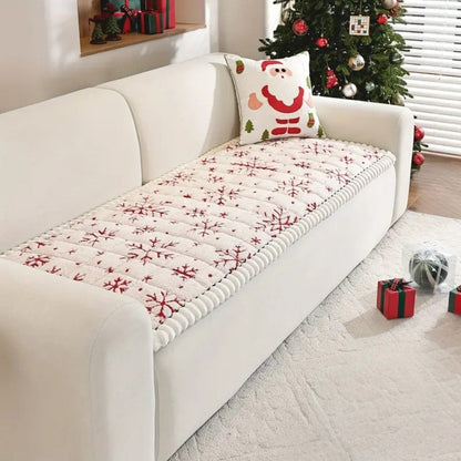Feestelijk Bankhoes Kersthoes Rood-Wit Patroon voor 1-4 Zitbanken Microfiber Kerstdecoratie Beschermhoes Machinewasbaar