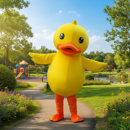 Opblaasbaar Eendenkostuum voor Volwassenen Mascotte Carnaval Feesten Themafeesten XL Geel Funny Kostuum Pak