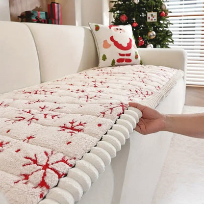Feestelijk Bankhoes Kersthoes Rood-Wit Patroon voor 1-4 Zitbanken Microfiber Kerstdecoratie Beschermhoes Machinewasbaar