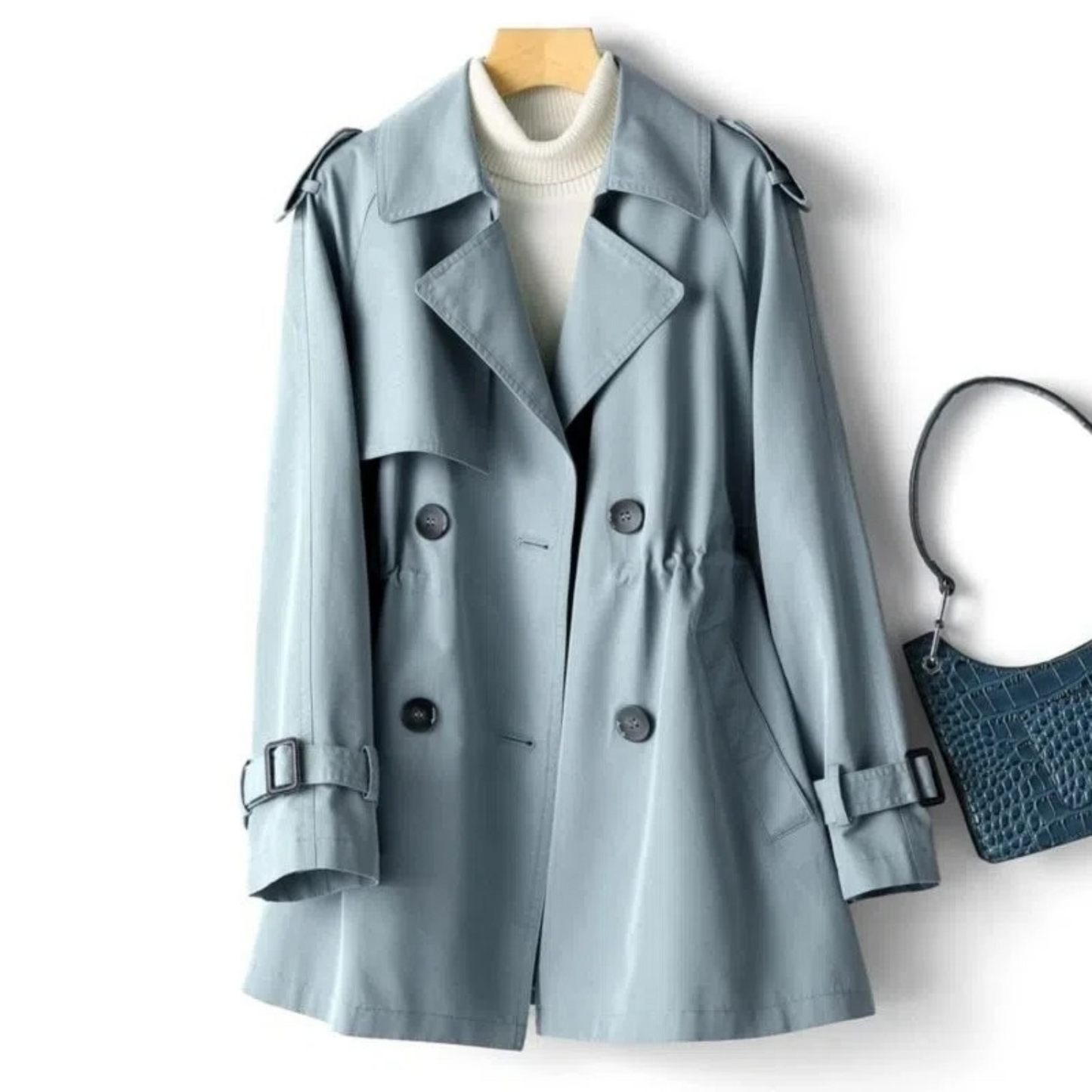 Donkerblauwe Waterdichte Trenchcoat voor Vrouw