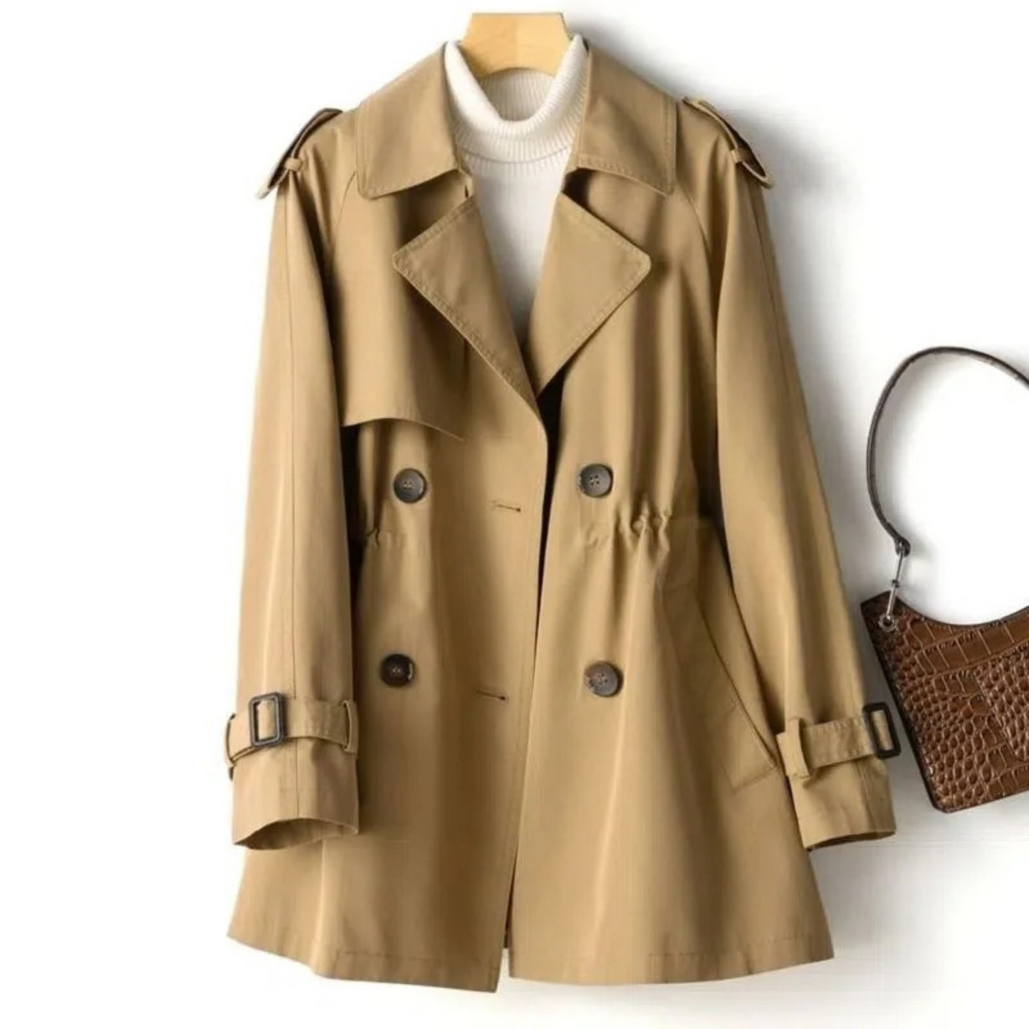 Donkerblauwe Waterdichte Trenchcoat voor Vrouw