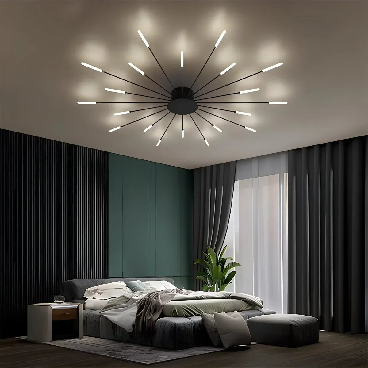 LED Plafondlamp Metaal 20-42 Lichtpunten Zwart Goud Woonkamer Eetkamer Stervorm Design Dimbaar Moderne Verlichting Grote Ruimtes