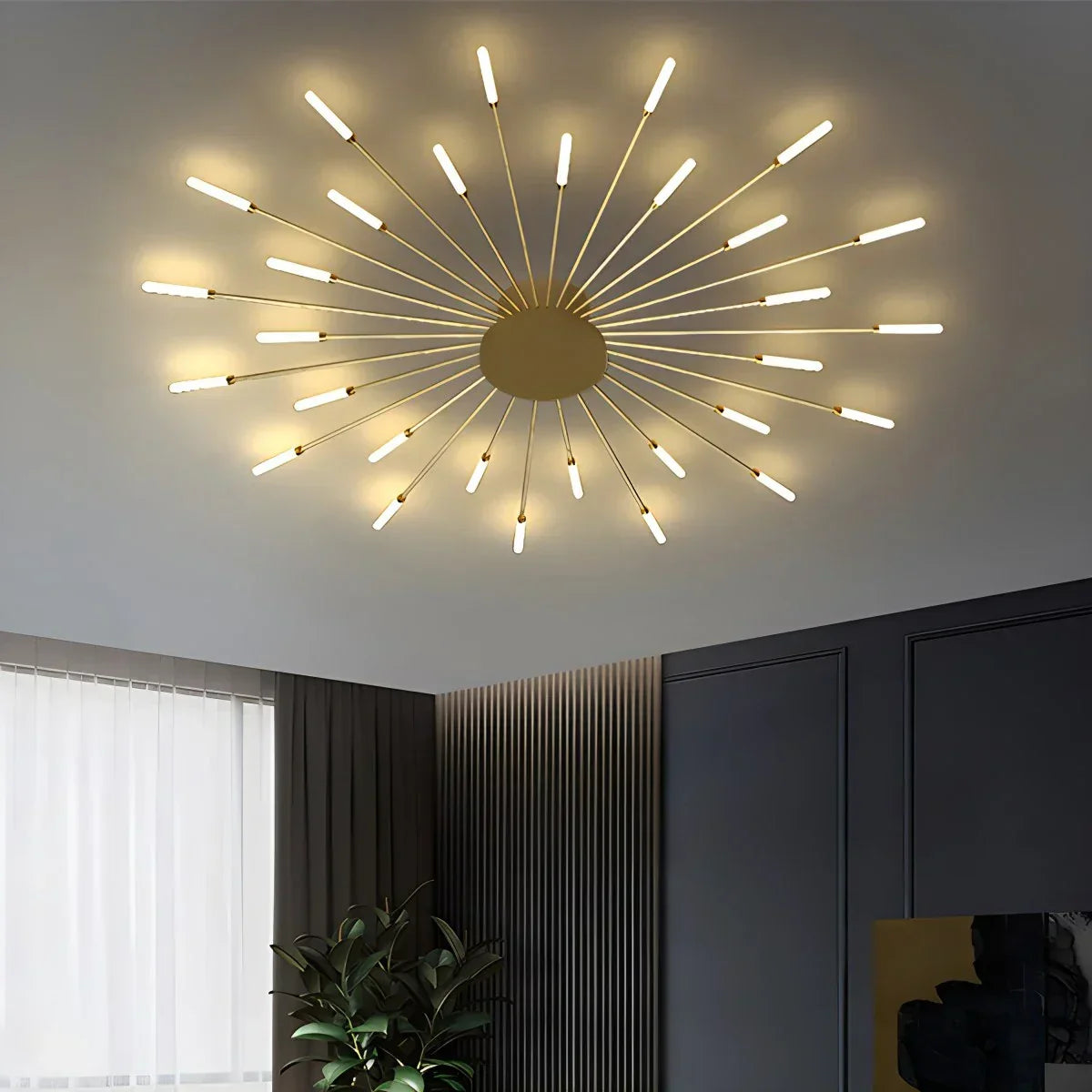 LED Plafondlamp Metaal 20-42 Lichtpunten Zwart Goud Woonkamer Eetkamer Stervorm Design Dimbaar Moderne Verlichting Grote Ruimtes