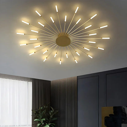 LED Plafondlamp Metaal 20-42 Lichtpunten Zwart Goud Woonkamer Eetkamer Stervorm Design Dimbaar Moderne Verlichting Grote Ruimtes