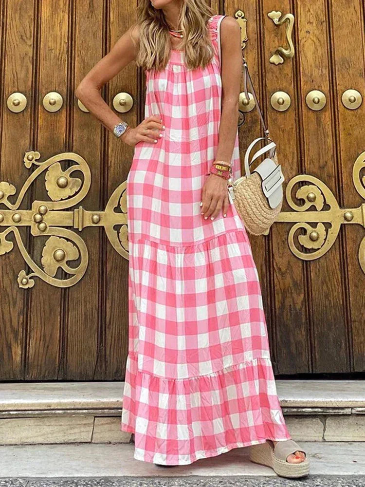 Zomerjurk Vrouwelijk Roze Jurk met Boho Stijl - StudioMarella