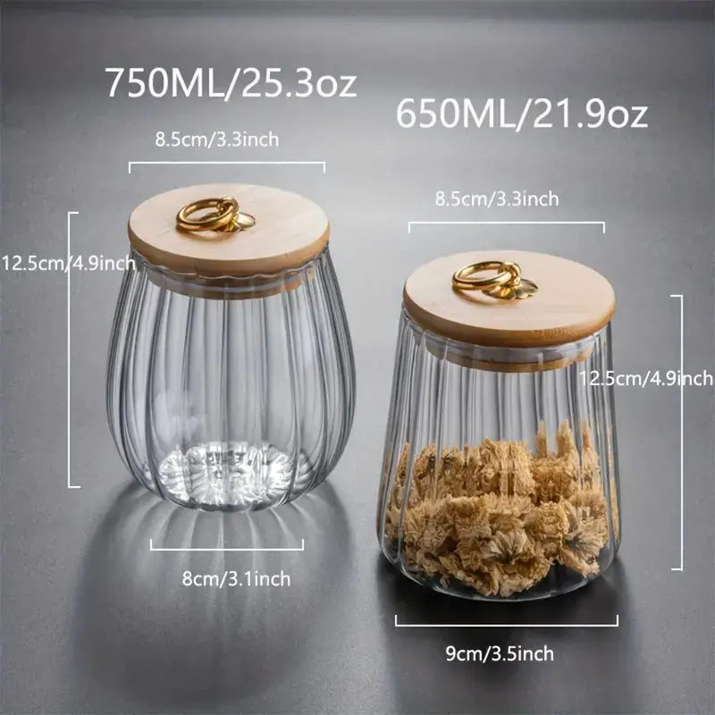 Glazen Voorraadpot Houten Deksel Goud Borosilicaat Thee Keuken Scandinavisch