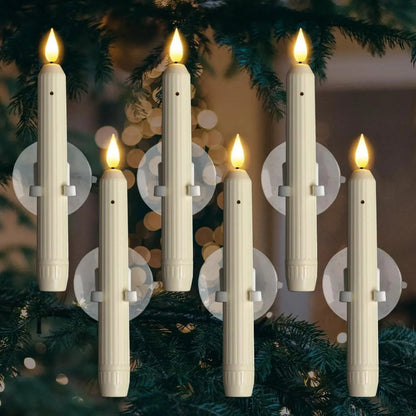 Vensterkaarsen LED Flikkerlicht Kunststof Ivoor 18,2cm Set 6 Stuks Schemersensor Timer Sfeerlicht Kerstdecoratie Raamdecoratie Batterij