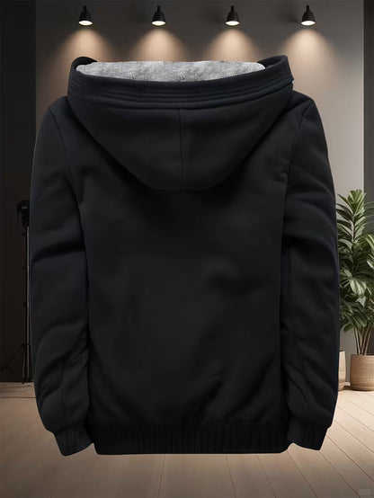 Fleece jas met capuchon en ritssluiting