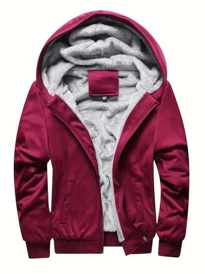 Fleece jas met capuchon en ritssluiting