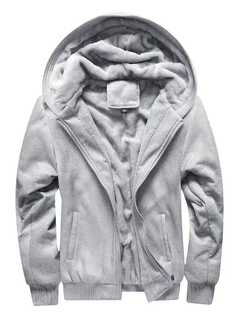 Fleece jas met capuchon en ritssluiting