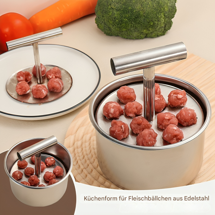 RVS gehaktballenmaker voor gehaktballen, vleesballetjes en falafel met gelijkmatige vorm en schone bereiding