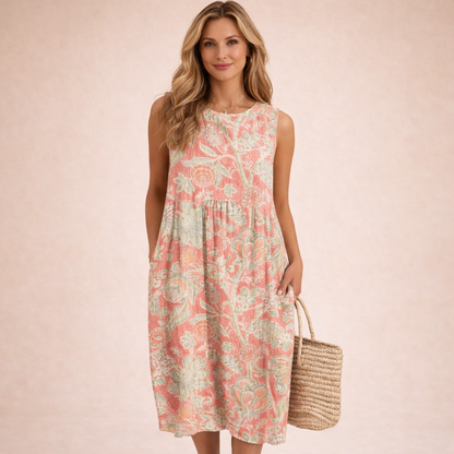 Fleur | Bloemenprint & Ademend Dames Midi Jurk 1