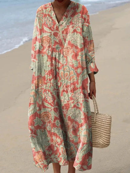 Fleur | Bloemenprint & Ademend Dames Midi Jurk 2