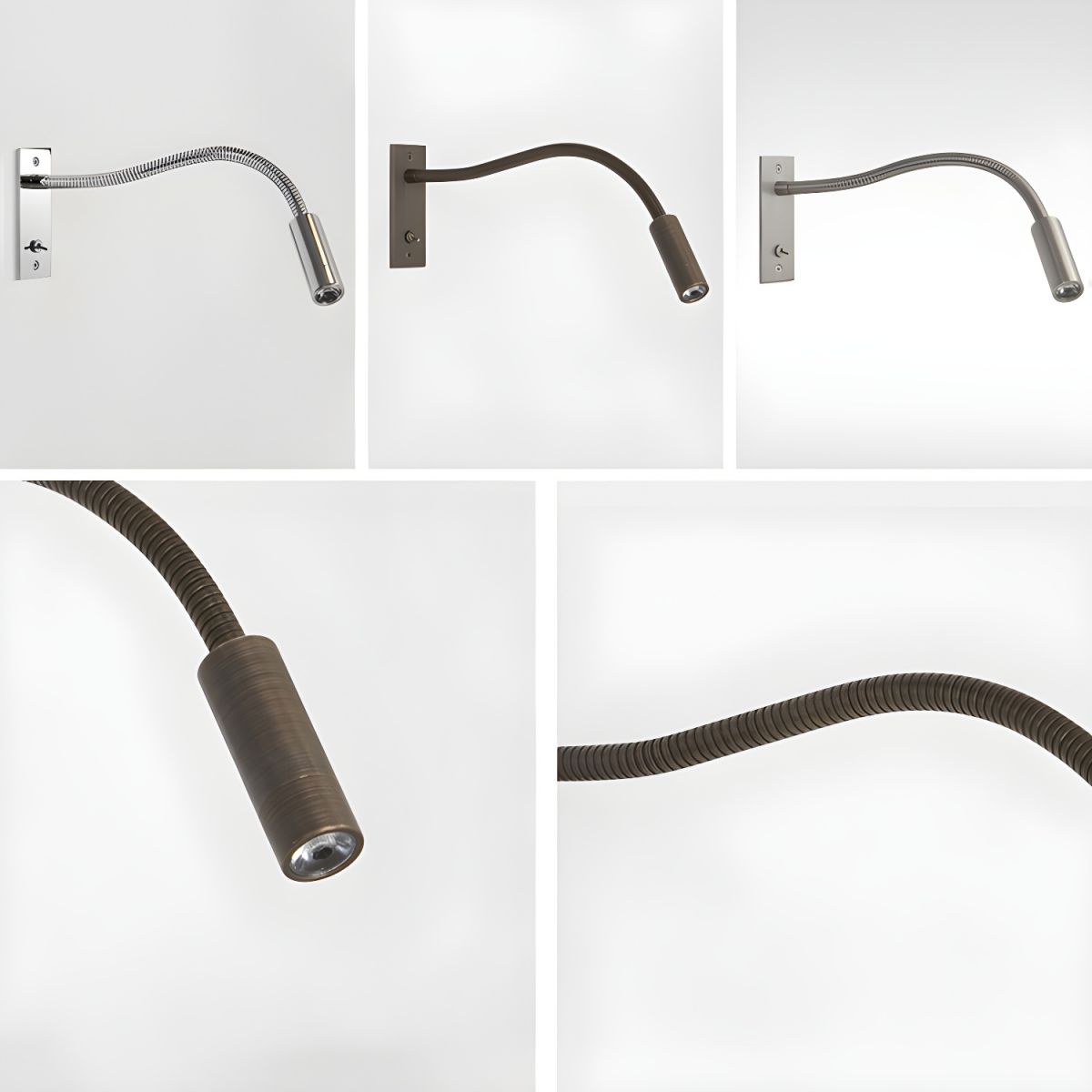 Elezor Flexibele Gooseneck Wandlamp LED Zwart Leeslamp Slaapkamer Bed Wandverlichting Richtbaar Modern Minimalistisch