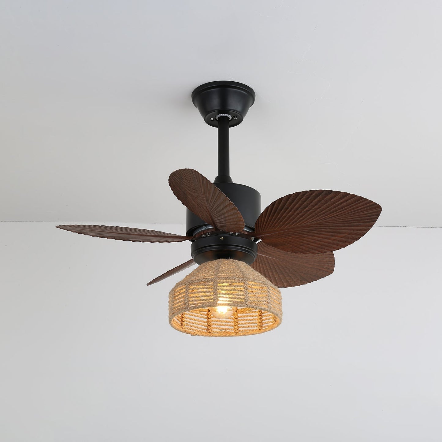 Tropische Plafondventilator met Verlichting – Rotan Afwerking Ø76 cm – Verstelbare Snelheden