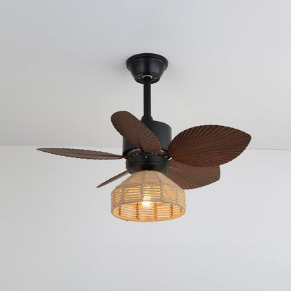 Tropische Plafondventilator met Verlichting – Rotan Afwerking Ø76 cm – Verstelbare Snelheden