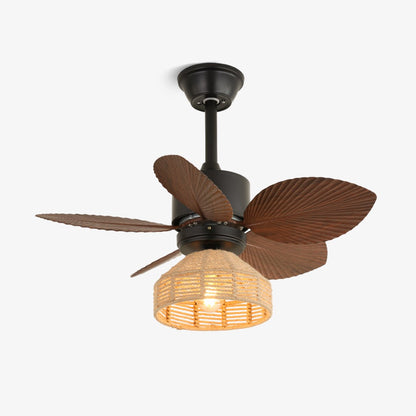 Tropische Plafondventilator met Verlichting – Rotan Afwerking Ø76 cm – Verstelbare Snelheden