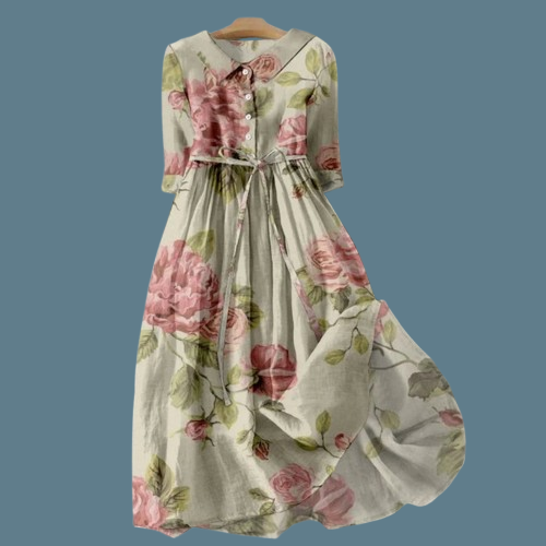 Flora | Elegante Vintage Zomerjurk Dames Knielengte 1