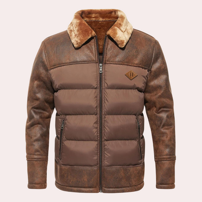 Elegante Donkere Jas met Trapuntsteek