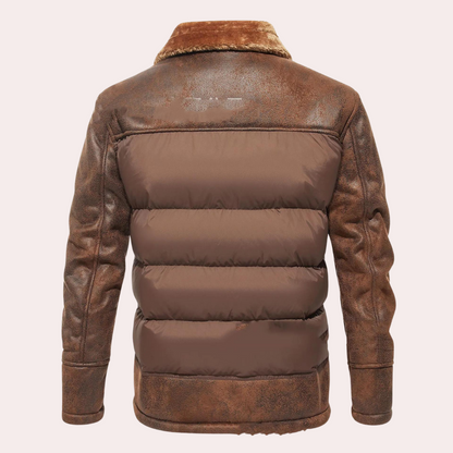 Elegante Donkere Jas met Trapuntsteek