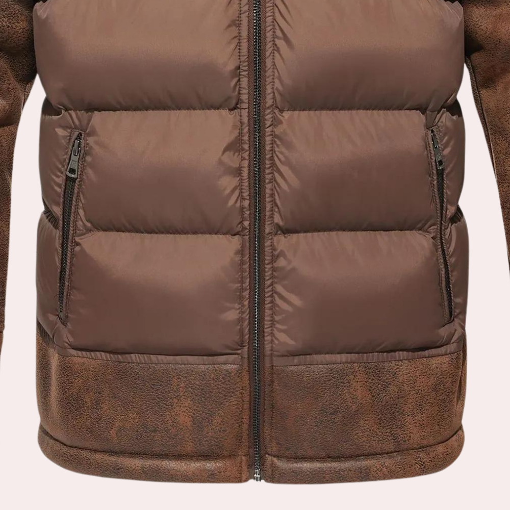 Elegante Donkere Jas met Trapuntsteek