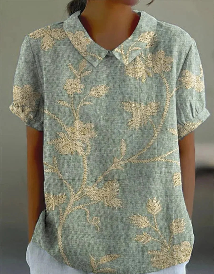 Vrouwelijke Bloemen Blouse Met Lange Mouwen Vintage Stijl - StudioMarella