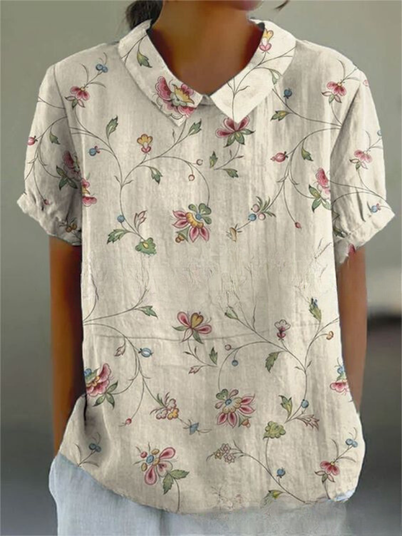 Vrouwelijke Bloemen Blouse Met Lange Mouwen Vintage Stijl
