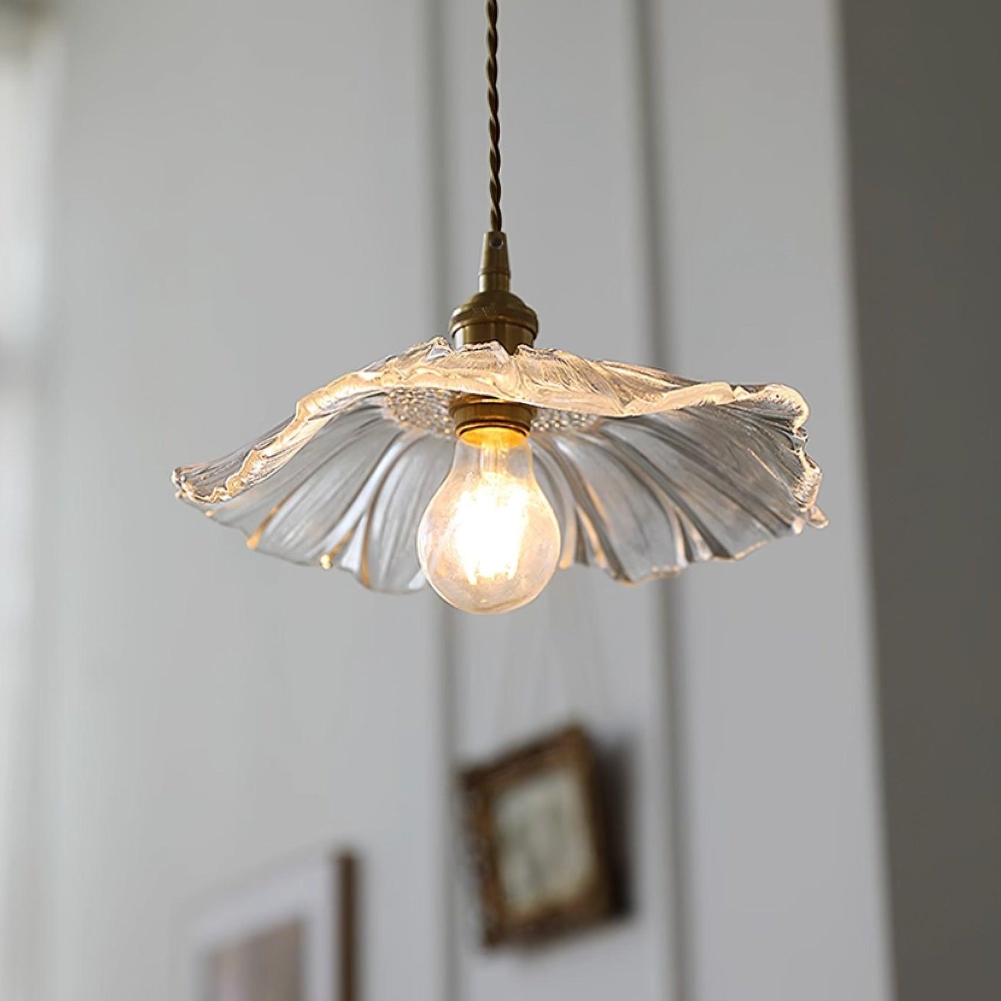 Hanglamp Bloem Glas Retro Transparant Koper E27 Vintage Keuken Eettafel